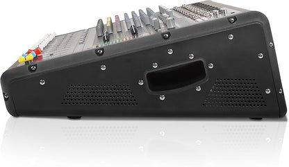 Sound Town 10-Channel 2x800W Powered Mixer w/ 2 Bus, DSP effects, USB, MP3, Dual 7-band EQ, Phantom Power (TRITON-102PW)