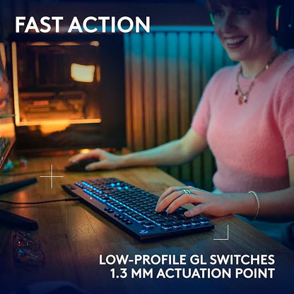 Logitech G915 X Wired Mechanical Gaming Keyboard, Double-Shot PBT Keycaps, Fully Programmable Keys, RGB Backlit Mac/PC Gaming Keyboards, Aluminum Finish, GL Linear Switches, Black