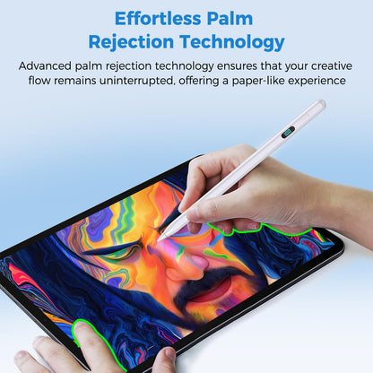 Pencil for iPad with Magnetic&5 Extra Tips,USB-C Faster Charge,Stylus Pen Compatible with iPad 6-11th/A16,Air M4/M3/M2/3-5th,Pro M4&M5/11/12.9/13inch,Mini 5th-7th/A17Pro (White)