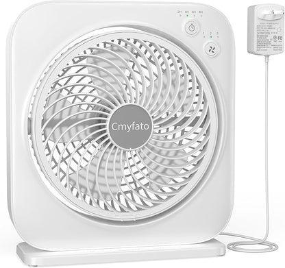 Portable Table fan, Window Fan,Small Box Fan with 3 Powerful Speed & 4 Timer Setting, 270° Pivoting Quiet Square DC Fan for Home Office Bedroom Bathroom Kitchen