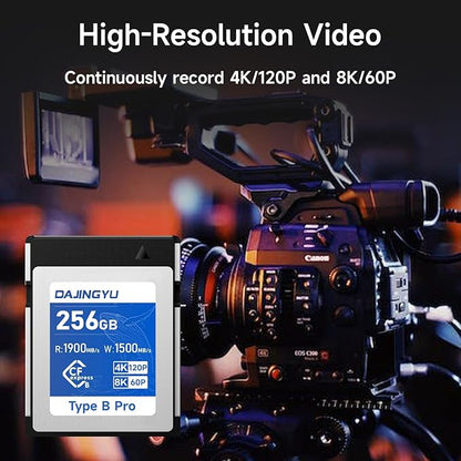 256GB CFexpress Type B Memory Card Up to 1900/1500 MB/s Read/Write- Shooting Video and Photo 4K/120P RAW Compatible with Nikon Canon panasonic Fujifilm Camera