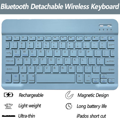 BSBLESS Keyboard Case for iPad 11th 10th Generation - iPad 10th Generation Case with Detachable Wireless Keyboard - Smart Folio Cover with Pencil Holder for 11-inch A16 2025 10.9-inch 2022, Blue