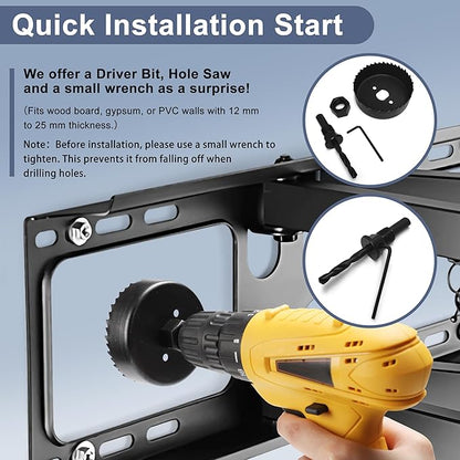 Wire Hiders for TV on Wall, 3in Off White in Wall Cable Management Kit, YCLYC Cable Hider Wall Grommets for Cables, Wire Hider Wall to Install Includes 4 Pass Brackets and 1 Hole Saw Drill