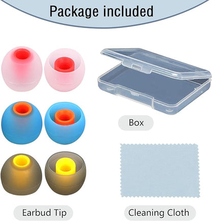 Silicone Replacement Earbud Tips Earbud Covers Ear Tips Fit for in-Ear Headphones (Inner Hole 3.8mm -5.1mm) Earbud Replacement Tips 9 Pairs