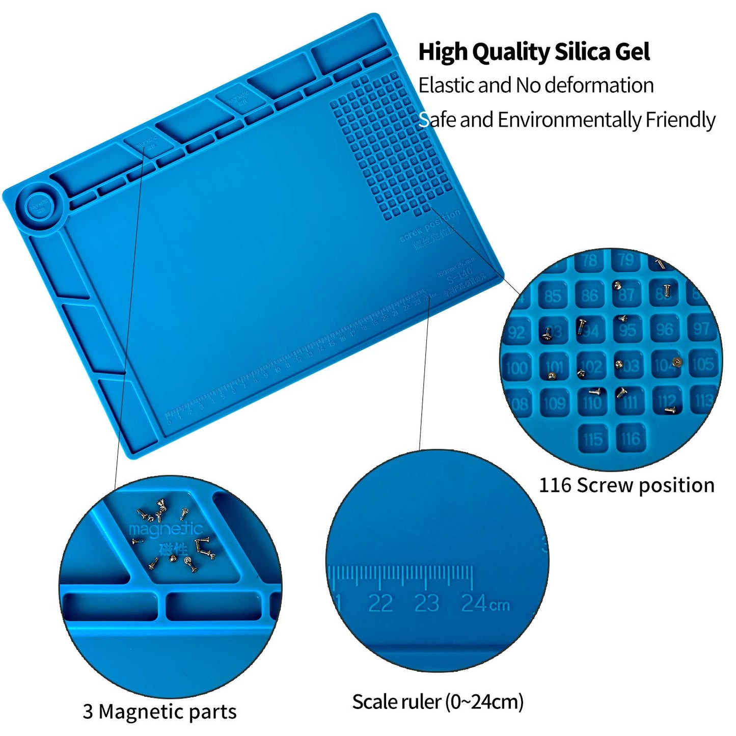 Kaisi S140 Magnetic Insulation Silicone Soldering Mat Magnetic Repair Mat
