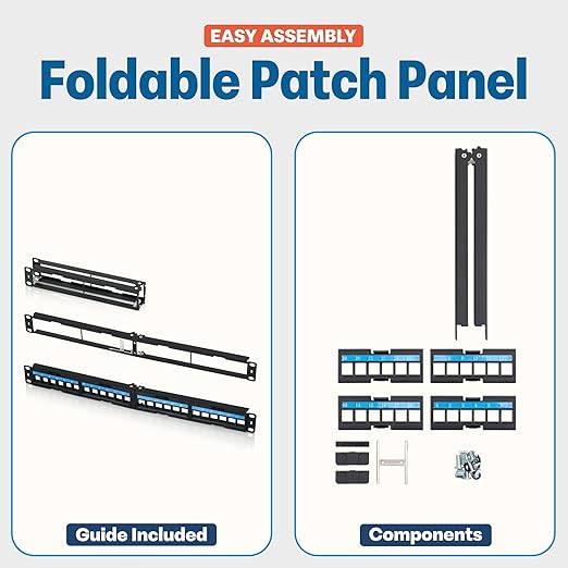 Everest 24 Port Keystone Patch Panel (4-Pack) - Removable 6-Port Panels - Use with Slim Profile Keystones ONLY (Wider Jacks May not fit Side by Side)