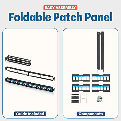 Everest 24 Port Keystone Patch Panel (4-Pack) - Removable 6-Port Panels - Use with Slim Profile Keystones ONLY (Wider Jacks May not fit Side by Side)