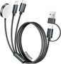 Temdan for Travel Vacation Essentials,3 in 2 USB C Cable for Apple Watch Charger/iPhone 16 Charger/Lightning,Multi Charging Cable Cord,Camping Essentials,Designed for iWatch &iPhone 16-12-4FT Black