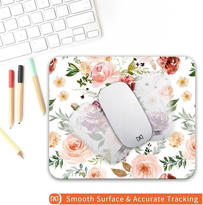 Square Mouse Pad Pretty Floral,Personalized Premium-Textured Custom Mouse Mat Design,Washable Mousepad Cloth,Non-Slip Rubber Base Computer Mouse Pads for Wireless Mouse