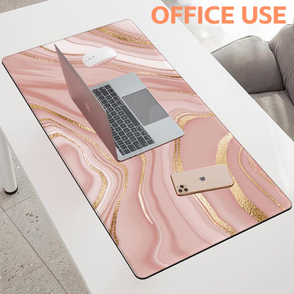 NIYLYNSYN Mouse Pad Large Liquid Marble Non-Slip Gaming Desk Mat with Stitched Edge Laptop Keyboard Desk Pad for Work Home Gaming (35.4 x 15.7 Inches)
