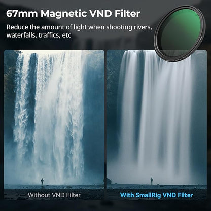 SmallRig 5-in-1 Magnetic 67mm Lens Filter Kit: VND + CPL + Black Mist 1/4 + Threaded Adapter Ring + Magnetic Lens Cover + Storage Bag + Cleaning Cloth, Magnetic Filter Set for Phone Camera Lens - 4726