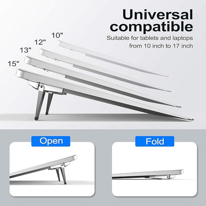 Laptop Stand for Desk, Portable Anti-Slip Keyboard Riser, Zinc Alloy Keyboard Stands, Computer Stand Compatible with MacBook Air/Pro, 10-15.6 Inches Laptops and Keyboards (Sliver)