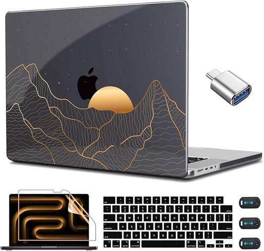 CISSOOK Compatible with MacBook Pro 14 inch 2026-2021 Release M5 M4 M3 M2 M1 Chip A3434 A3112 A3185 A3401 A2918 A2992 A2779 A2442, Hard Shell Case with Keyboard Cover&Screen Protector, Sun & Mountain
