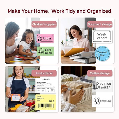 Phomemo Thermal Label Maker - M110 Barcode Label Printer Portable Bluetooth Labeler Maker Machine for for Small Business, Address, Logo, Clothing, Mailing, with 40x30mm Label, Pink