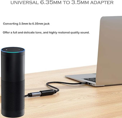 1/4 to 3.5mm Adapter, TRS 6.35mm Female to 3.5mm Male Headphone Adapter, 1/4" Female to 1/8" Male Stereo Audio Cable Adapter for Headphones, Amplifiers, Guitar, Amp - 1 ft