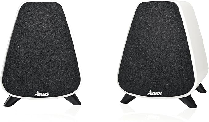 AS31 Active Bookshelf Speakers Bluetooth 5.3, 2-Way Stereo PC Desktop 80W RMS/3-inch Bass/Midrange/RCA and Fiber Optic Inputs, Wooden Compact High-Power Speakers - Matte Skin White