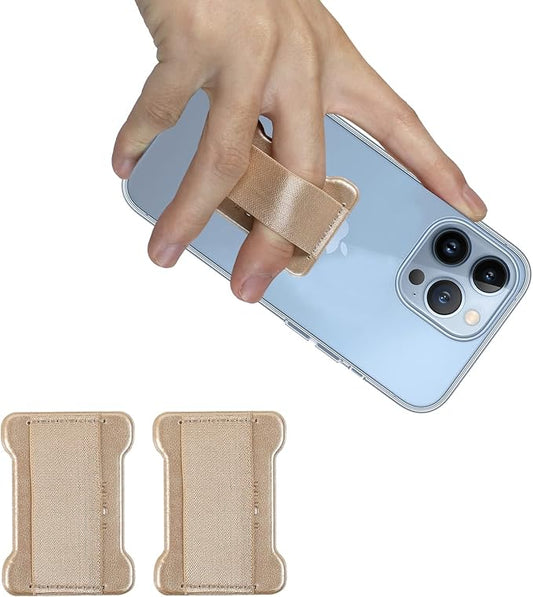 WUOJI Universal Phone Grip for Smartphones - Phone Holder for Hand for Back of Phone -Wireless Charging Compatible (Gold) - 2Pack