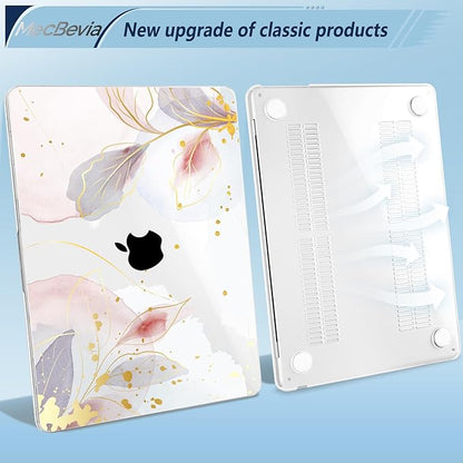 Compatible with MacBook Air 15 inch Case, M4 A3241/M3 A3114/M2 A2941 (Released 2025 to 2023), Hard Shell, Keyboard Cover, Screen Protector, Webcam Cover & Type-C Adapter, Vector Flower