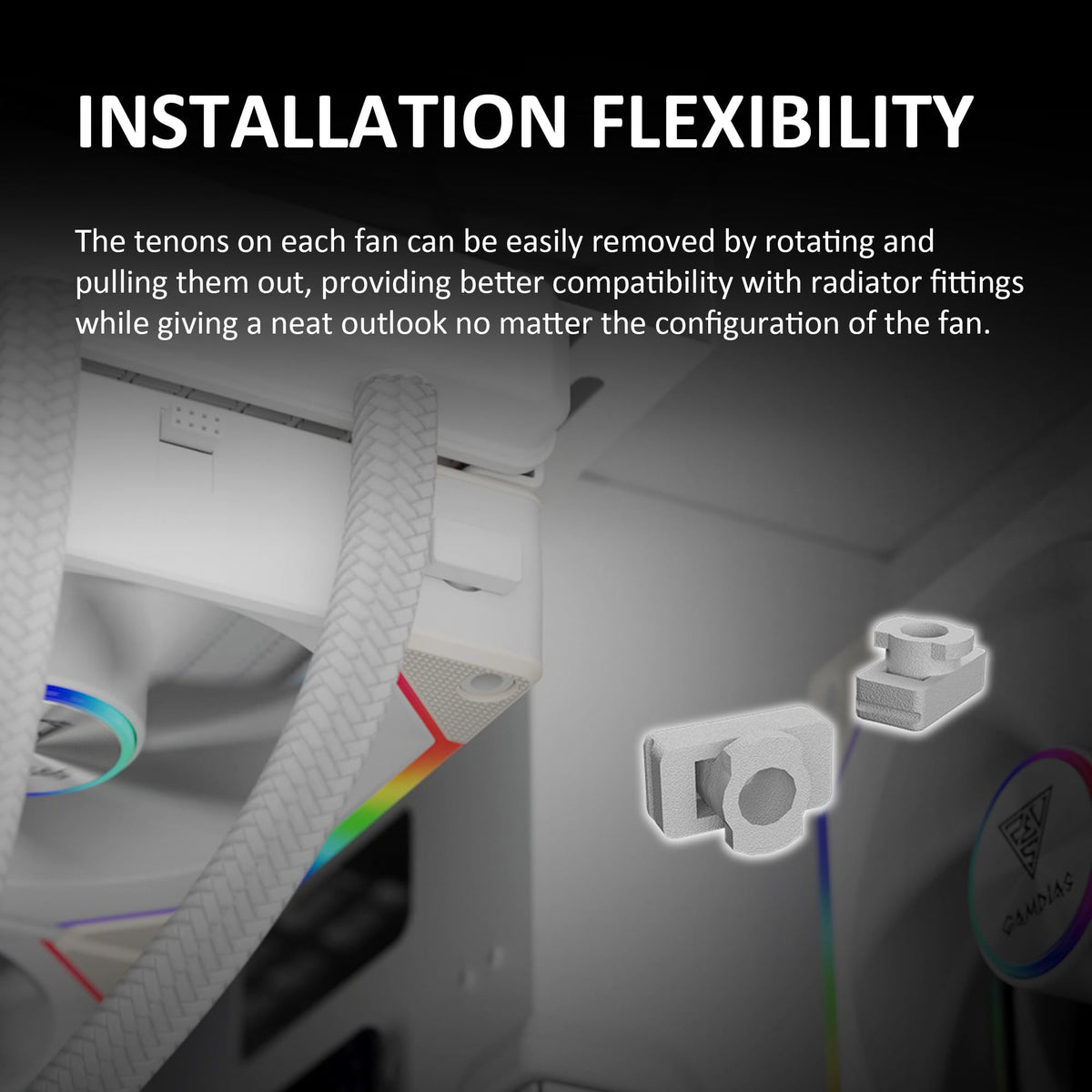 GAMDIAS Aeolus P2-1203U 120mm ARGB PWM Fan(3 Fan Pack w/USB Hub), Include Reverse Fan Blade x3, ARGB Sync Ready, Easy Installation & Cabless Daisy-Chain Design, Silent Operation, Up to 2400RPM, White