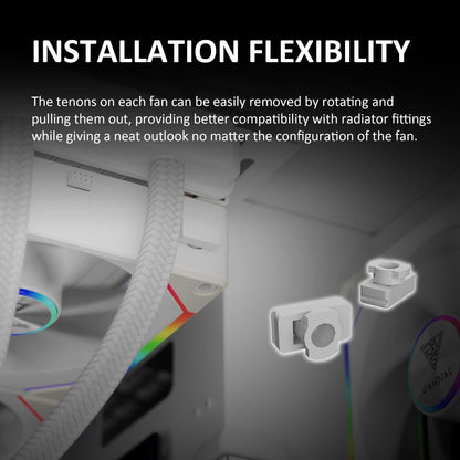 GAMDIAS Aeolus P2-1203U 120mm ARGB PWM Fan(3 Fan Pack w/USB Hub), Include Reverse Fan Blade x3, ARGB Sync Ready, Easy Installation & Cabless Daisy-Chain Design, Silent Operation, Up to 2400RPM, White