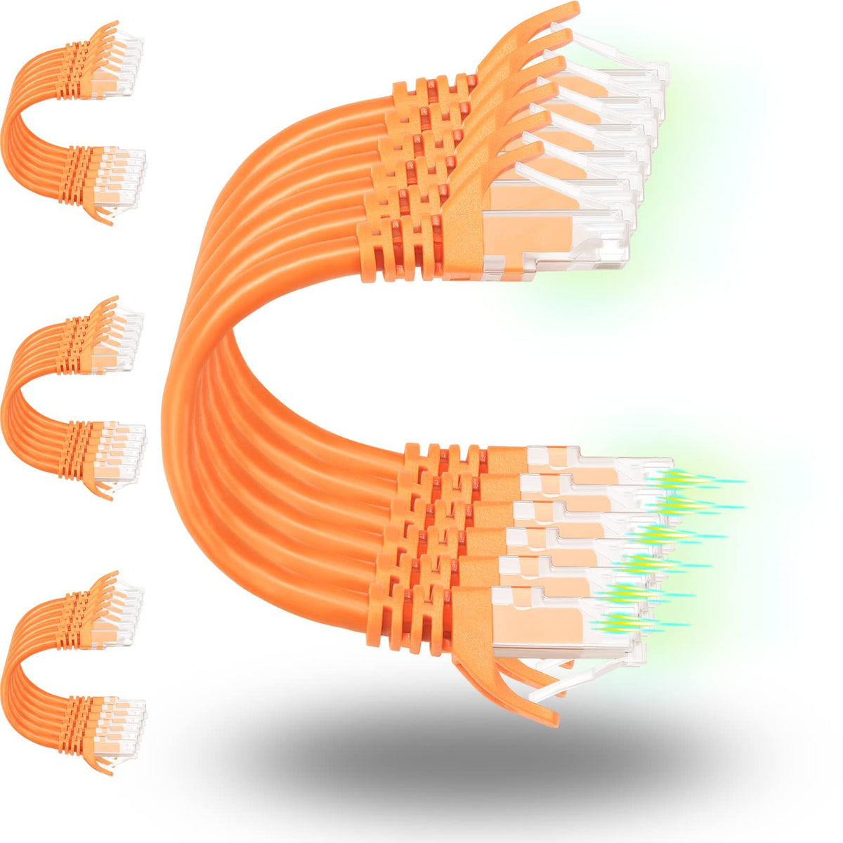 Rapink Patch Cables Cat6 0.5ft (24 Pack), Ethernet Patch Cable 10G, Cat 6 Patch Cable for Patch Panel to Switch, Flexiable Cat 6 Ethernet Cable with Gold Plated Blue