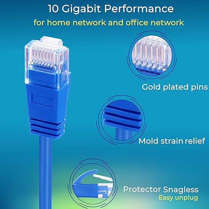 Rapink Patch Cables Cat6a 3ft (50 Pack) Slim, Cat6a Ethernet Patch Cable 10G Support, Snagless Cat 6 Patch Cable for Patch Panel to Switch, Flexiable Cat 6a Ethernet Cable with Gold Plated