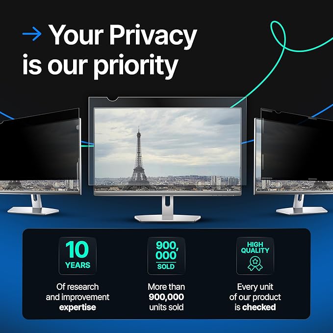 VINTEZ [2 Pack] 23.8 Inch 16:9 Privacy Screen for Computer Monitor and Laptop - Anti Glare Protector Film Blue Light Filter Eye Protection - Computer Screen Privacy Shield