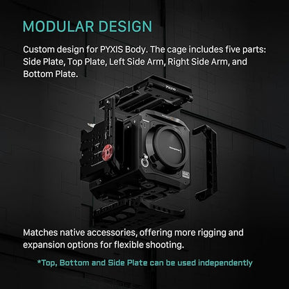 Tilta Camera Cage Compatible with Blackmagic Pyxis 6K/ Pyxis 12K- Includes Full Cage, Quick Release Bottom Plate, and Mini Tool | ES-T21-FCC