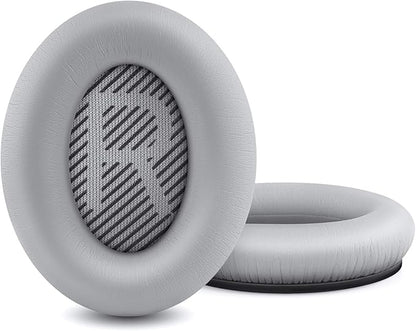 Professional Replacement Ear Pads for Bose QuietComfort 35 QC15 QC25 QC2 QC35/ Ae2 Ae2i Ae2w SoundTrue & SoundLink Over-Ear/Around-Ear Headphones/Soft Protein Leather (Silver)