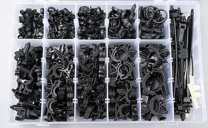 OAUTOO 190pcs Wire Loom Routing Clips Push Mount Cable Tie Assortment