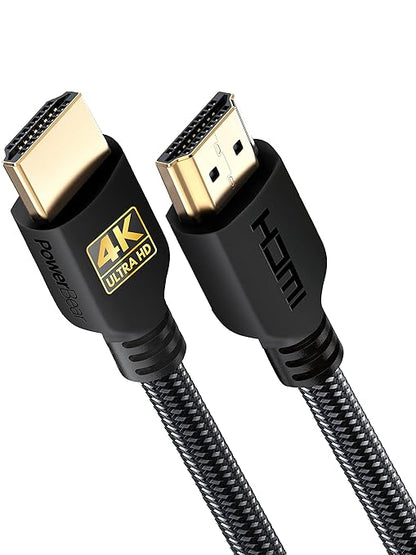 PowerBear 4K HDMI Cable 1 ft | High Speed, Braided Nylon & Gold Connectors, 4K @ 60Hz, Ultra HD, 2K, 1080P, ARC & CL3 Rated | for Laptop, Monitor, PS5, PS4, Xbox One, Fire TV, Apple TV & More