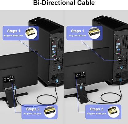 HDMI to DVI Cable 15FT, Bi-Directional DVI to HDMI Male to Male Cord, HDMI A to DVI-D Adapter, Gold-plated Connectors, Aluminum Shells, 1080P, for Computer, Monitor, Projector, Raspberry Pi, Xbox, PS3