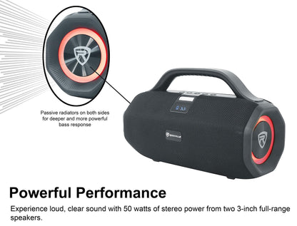Rockville SONIC-50L Large Portable Bluetooth Speaker for Parties, Black