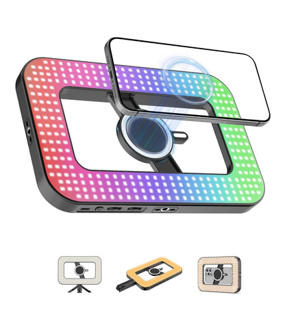 Magnetic 6000mAh Selfie Ring Light for iPhone 448LED RGB Light with Stand