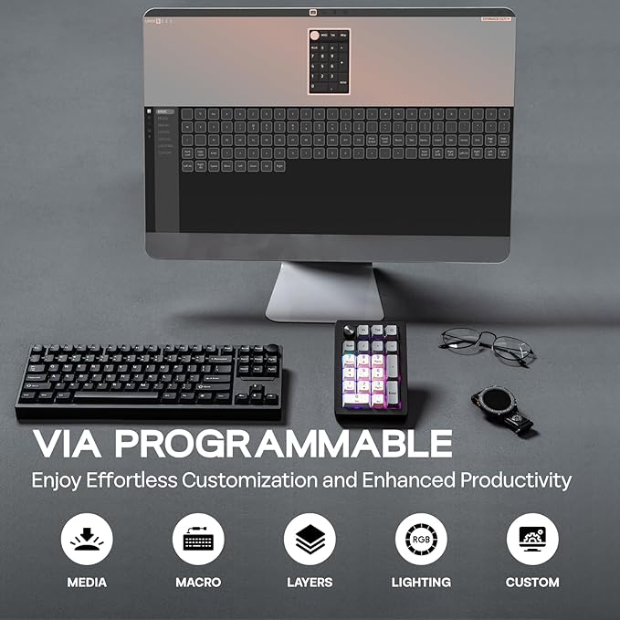 EPOMAKER EK21 VIA Gasket Number Pad w/ 1000mAh Battery, BT 5.0/2.4GHz/Wired