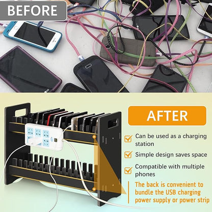 Cell Phone Holder Classroom Cell Phone Storage 2-Tier Multiple Cell Phone Stand Rack with 1-30 Number Stickers PVC Board Mobile Phone Holder Desktop Organizer for Classroom (Black, 30 Slots)
