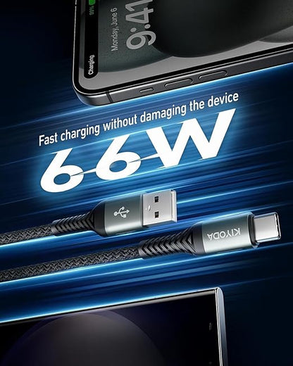 USB A to USB C Cable 3FT/6FT, Coiled USB C Cable for Car, 66W USB C Cable Fast Charging 3A USB C iPhone Cable Compatible with iPhone 16/15/Samsung Galaxy S20 S10 Plus Note 10 9 and More USB C Devices