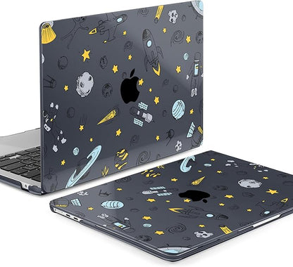 Batianda Premium Case for New MacBook Air 15 inch 2025 2024 2023 with M4 M3 M2 Chip, Designed Protective Plastic Black Hardshell & Keyboard Cover & Screen Protector, Hand Drawn Space