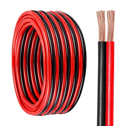 14 Gauge Wire 2 Conductors Copper Wire, 14 AWG Battery Cable Oxygen Free Copper Wire for Solar Panel, Automotive, Trailer, RV and Speaker (14 Gauge 50FT)