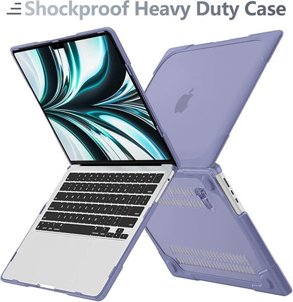 Batianda for M4 MacBook Air 13.6 inch Case 2025 2024 2022 Release Model A3240 A2681 M2 A3113 M3, Heavy Duty Shockproof Protective Hard Shell with Fold Kickstand & Keyboard Cover, Lavender Grey