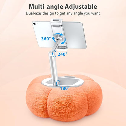 CreaDream Pumpkin Tablet Pillow Stand Holder for Kindle iPad, Adjustable Phone Pillow Stand for Lap Bed with Detachable Snack Bowl, Compatible with 4.7"-13" Tablet, iPad, iPhone, Samsung Tabs, Kindle