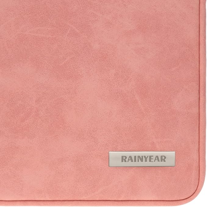 RAINYEAR 15 Inch Laptop Sleeve PU Suede Leather Case Padded Cover Water Resistant Carrying Computer Bag Compatible with 15.4 MacBook Pro/Air, Surface Laptop 3/4 15", New XPS 15 Touch(Coral)