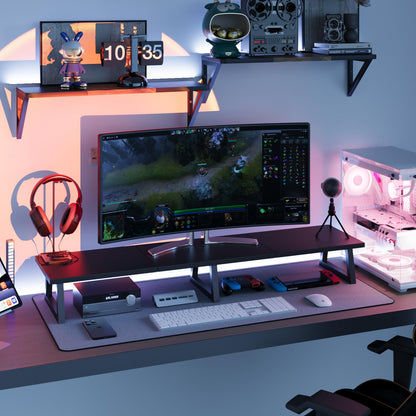TEAMIX 42 inch Large Dual Monitor Riser, Desk Organizer Stand for TV Laptop