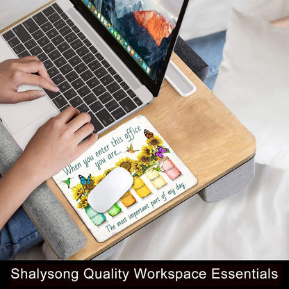 SHALYSONG Sunflower Office Quotes Mouse Pad, 9.5"x7.9" Non-Slip Mousepad