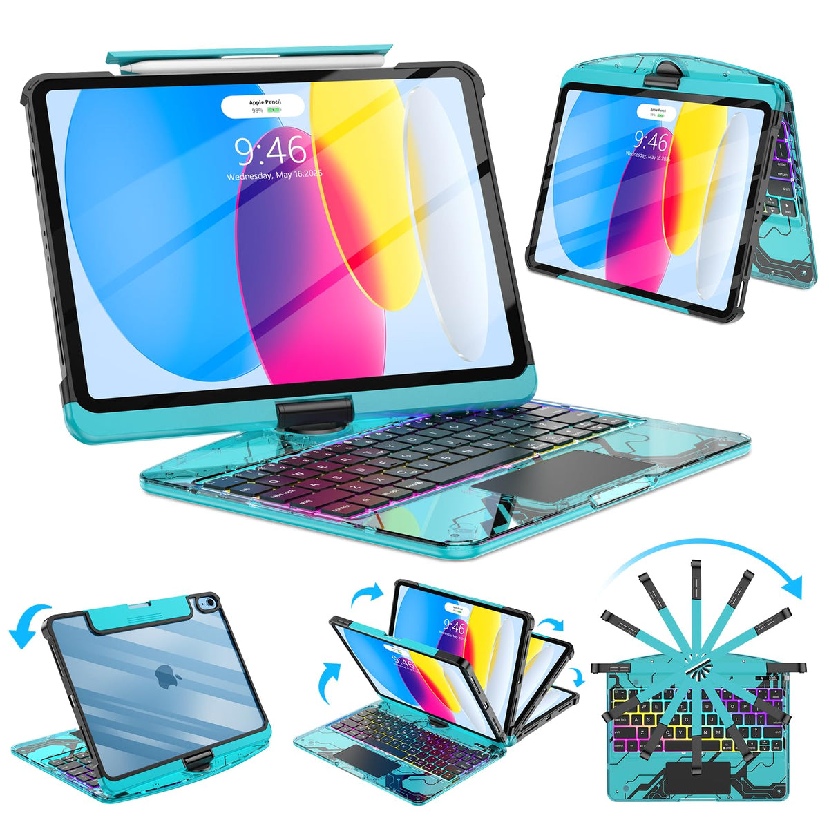 SIBEITU Clear Keyboard Case for iPad Pro 13 Inch M5 2025 M4 2024, White