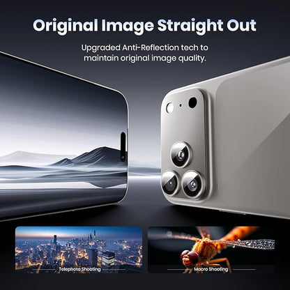 Hoerrye for iPhone 17 Pro Max Camera Lens Protector - [12FT Shatterproof Military Grade] [Strong Adsorption] Metal 9H+ Tempered Glass Camera Screen Full Protective Cover Case Friendly,Gray