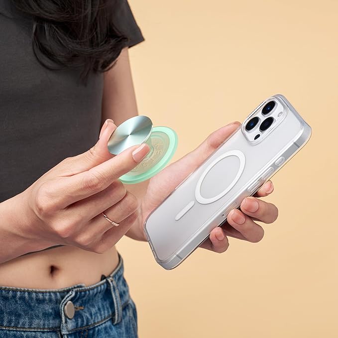 PopSockets Phone Grip for MagSafe with Kickstand, Magnetic Stand, Swappable Top, Secure Hold for iPhone MagSafe Cases, Phone & Tablet Grip, Cute PopSockets - Honeydew