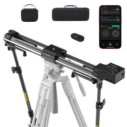 Zeapon Micro4 E1000 Double Distance Motorized Camera Slider, High-Speed Low Noise Motor 10-26Lbs Payload, 42''/107cm Compact Slider with Carrying case, LCD Screen, App Control, Smooth Damping Design