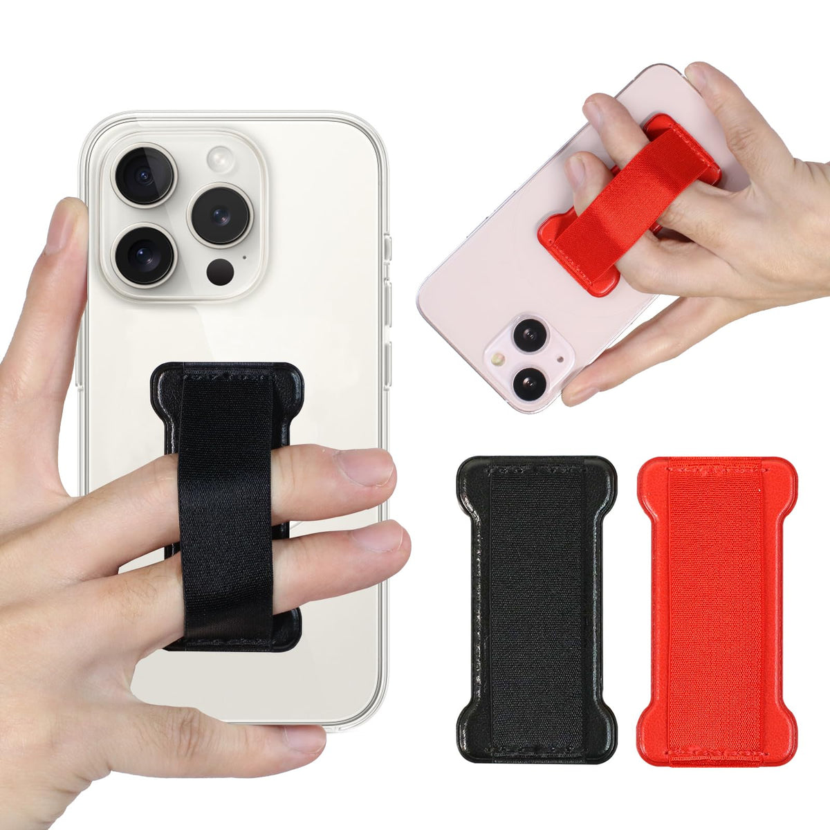 WUOJI Universal Phone Grip for Smartphones - Phone Holder for Hand for Back of Phone - Wireless Charging Compatible - 2Pack(Black Green)