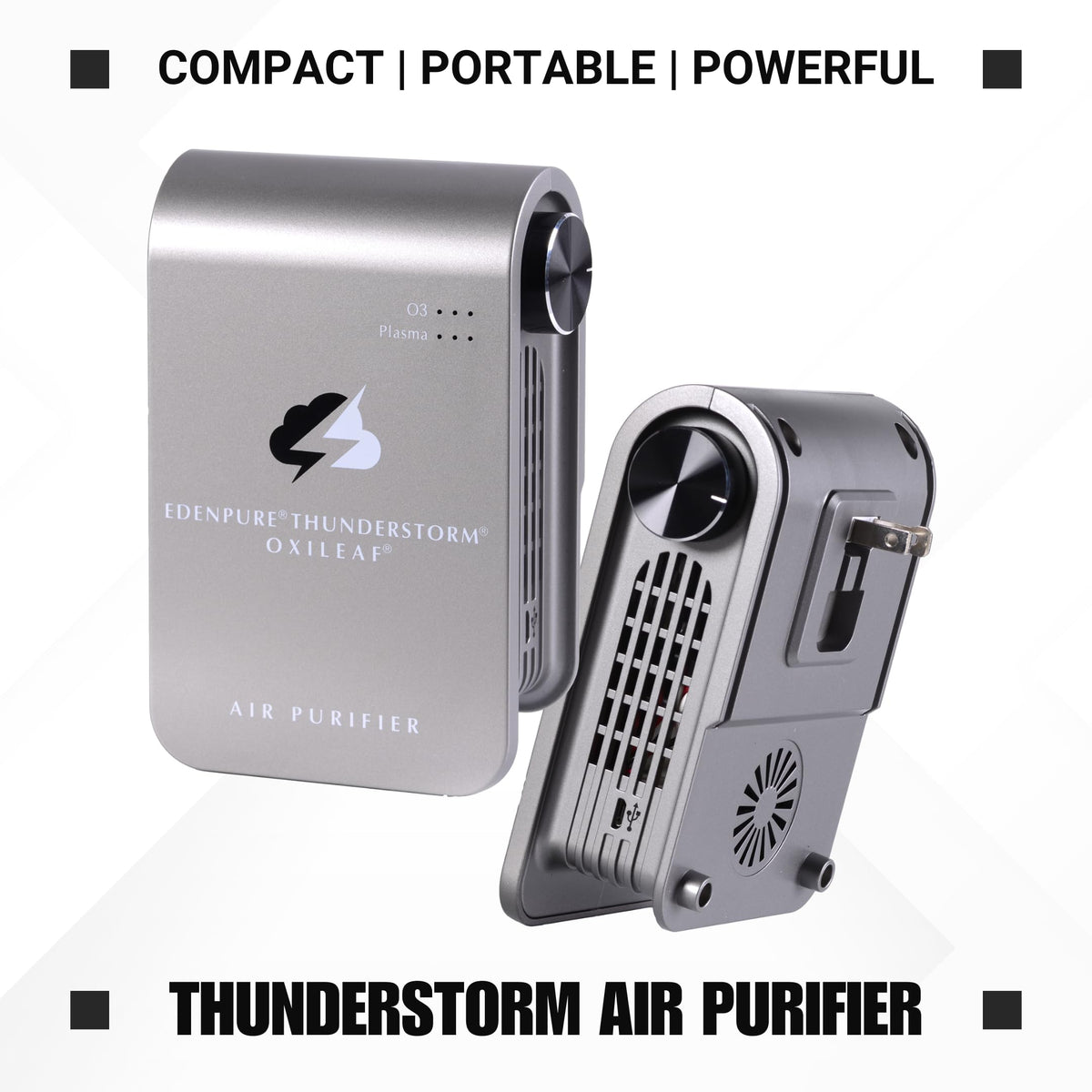 EdenPURE® Thunderstorm® Oxileaf® III Air Purifier Odor Remover with Plasma and Ozone Settings, Small, Grey